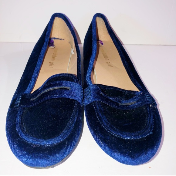 Madden Girl Penniee blue velvet loafers size 8.5 - Picture 2 of 7